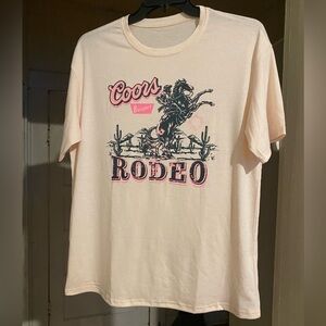 Coors Banquet Rodeo Light Pink Cotton Blend T-shirt Size M